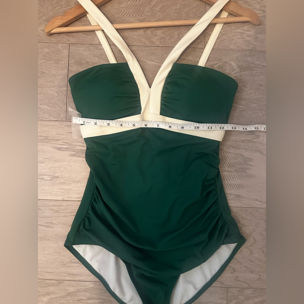 Boden Corsica V Neck Swimsuit Green , Size 6R - Picture 8 of 10